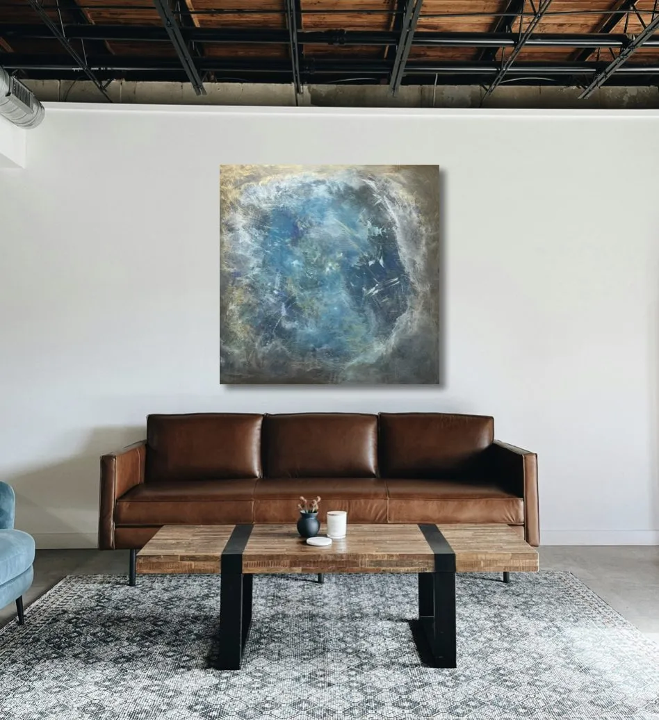 Mock-up: Light Codes from Ocean hanging in a contemporary living room